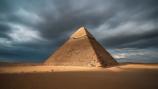Timelapse of Pyramid in Desert Landscape