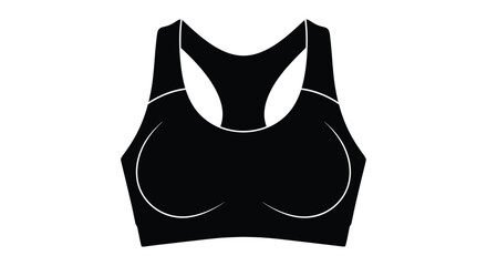 Black sports bra icon simple outline design on white background