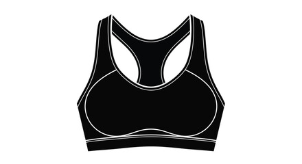 Black and white illustration of a women s sports bra front view