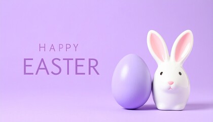 Obraz premium Ceramic bunny purple egg pastel festive spring