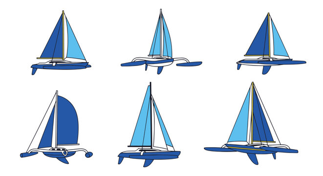 Trimaran Line art clean fresh color illustration