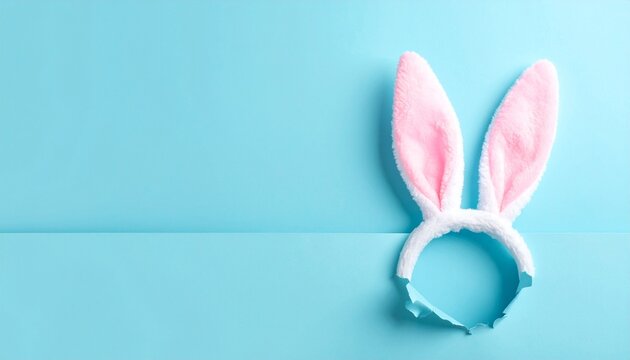 Bunny ears headband blue background festive spring