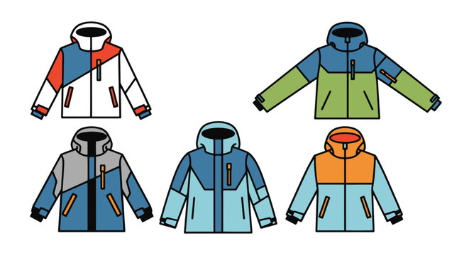 Ski Jacket Line art modern color style illustration