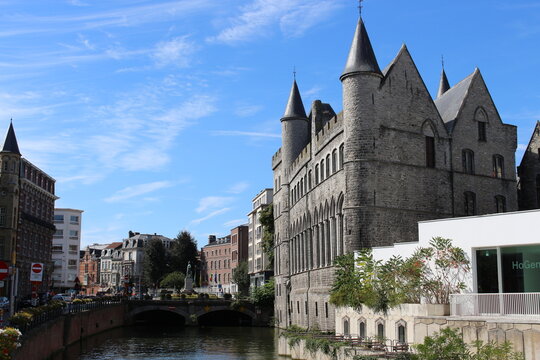 Ghent / Belgium - September 10, 2016: The Castle of Gerald the Devil (Geeraard de Duivelsteen) a 13th century gothic fortress built to serve in defense of the Portus Ganda, the city's port.