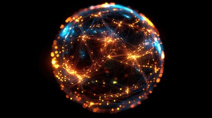 Abstract network sphere with glowing connection points