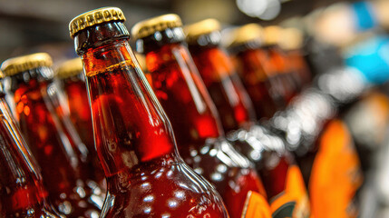 Beer bottles on shelf in a retail shop