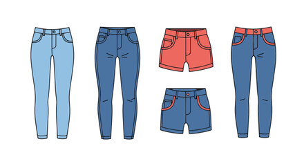 Skinny Pants Line creative abstract color vector