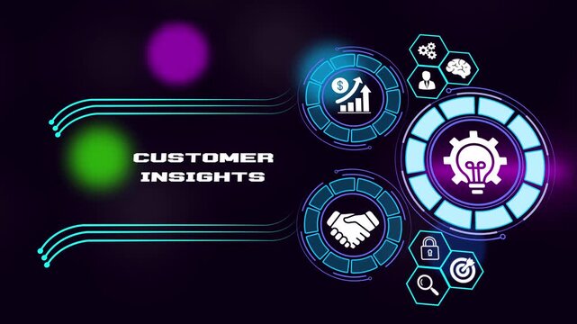 Customer Insights and consumer data analysis concept animation, marketing research icons