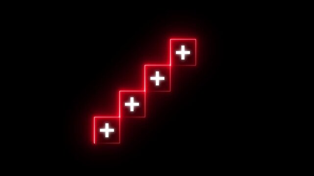 Positive things; added value, benefits, additional, personal development, growth mindset, positive thinking, opportunities, emerging market. Neon glowing with plus sign to offer positive things.