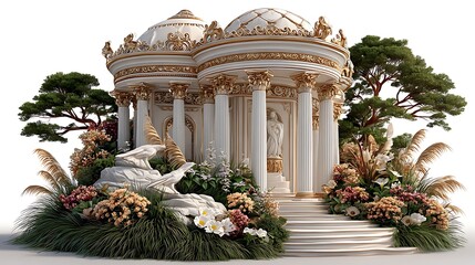 Naklejka premium Elegant classical garden temple luxury architecture high resolution picture