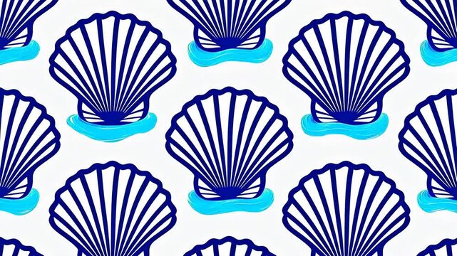 Blue shell pattern on white background