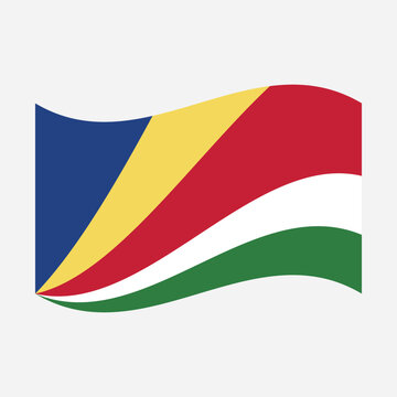 Waving flag of Seychelles isolated on white background, national flag and symbol of the Republic of Seychelles