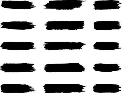 Ink Stroke Brushes, hand drawn black sticker, abstract freehand stroke	

