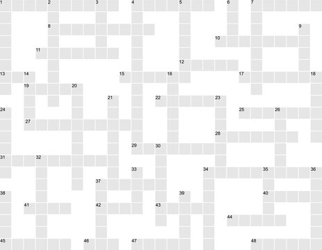 Square empty crossword puzzle, template for print and design