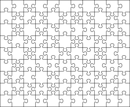 Illustration of big white puzzle, separate parts	
