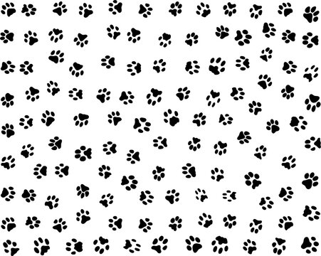 	
Black silhouettes of prints of dog paws, Seamless pattern	

