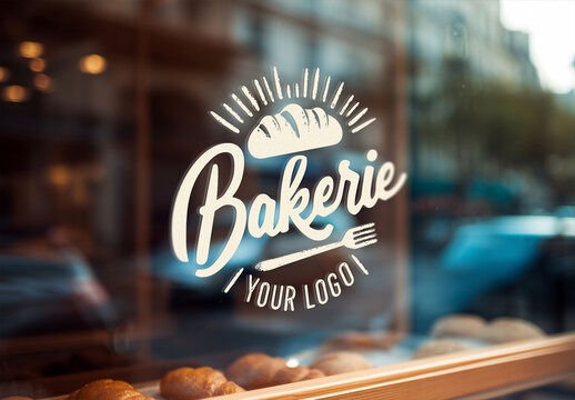 Logo Decal Close-up on a Window Glass Mockup