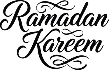 Ramadan Kareem black script calligraphy lettering on a white background for Islamic celebrations © MD. BELAL UDDIN