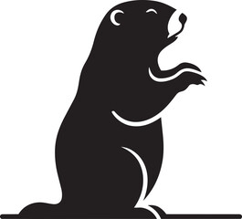 Obraz premium A cute cartoon character illustration of a happy wild polar bear mammal in a flat vector art style featuring a funny black silhouette and nature wildlife drawing elements