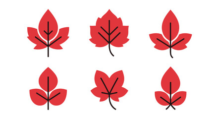 Obraz premium Red leaf Line art modern abstract design illustration