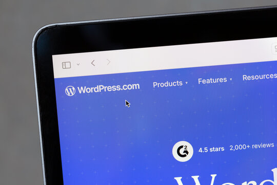 Ostersund, Sweden - Feb 22, 2025: Wordpress website. Wordpress is a web content management system