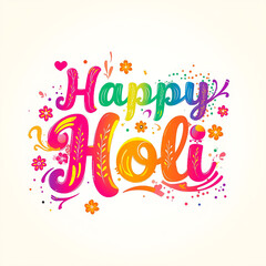Colorful Holi background with bright gulal powder in bowls, featuring "Happy Holi" text. Celebrating the vibrant Indian festival of colors, symbolizing joy, unity, and the arrival of spring