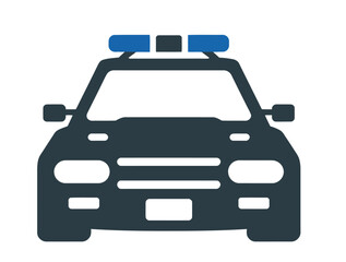 Obraz premium Vector illustration of a police car with blue lights on top of the vehicle