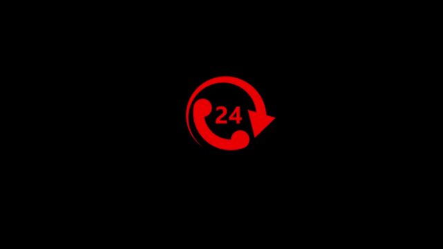 24 hours contact icon animation video. call icon