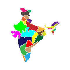 Colorful Map of India Highlighting States and Regions for Diverse Designs