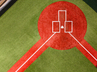 Aerial stock photo baseball home plate on a baseball field
