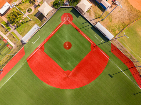 Stock photo baseball field aerial overhead photo
