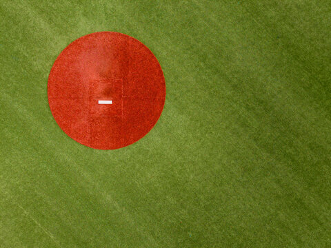 Aerial photo over a pitchers mound on a baseball field