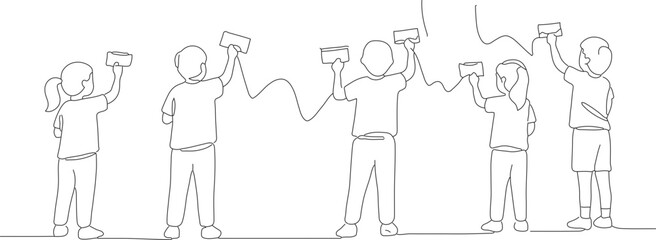 Minimalist Outline Children Wall Painting Activity Illustration © Artozo