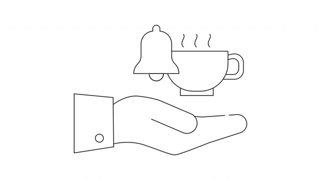 Coffee Break Reminder - Hand Holding Cup with Notification Bell.