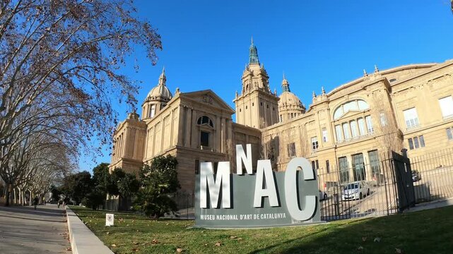 Barcelona / Catalonia / Spain - February 22, 2019: View of the Museu Nacional d'Art de Catalunya. MNAC is the national museum of Catalan visual art located in Barcelona, Catalonia, Spain.
