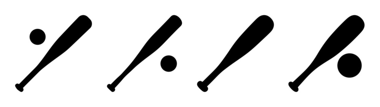 Baseball Bats Hitting Ball in Motion Flat Design vector illustration