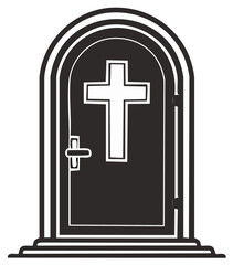 Obraz premium Archway Doorway with Christian Cross Symbol, Religious Entrance and Sacred Passage