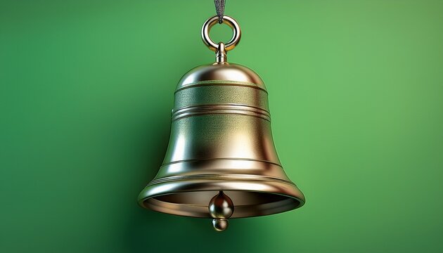 a classic metallic bell shines against a vibrant soft green backdrop symbolizing tradition news or a call to attention bell ring sound