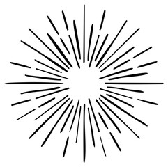 Obraz premium Hand-drawn sunburst design element, radial rays graphic.