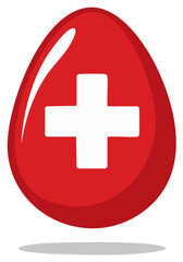 Obraz premium Red egg with a white cross, a symbol of help and aid