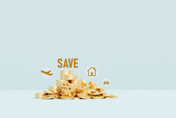 Savings Concept with Golden Coins and Dollar Symbol