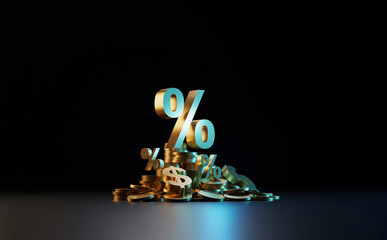 Golden Dollar Symbols with Stacked Coins Wealth and Investment Concept