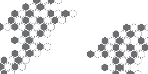 Black and whitte hexagon, honeycomb design element shapes pattern background