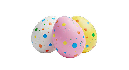 Easter eggs trio isolated on transparent background colorful easter decoration