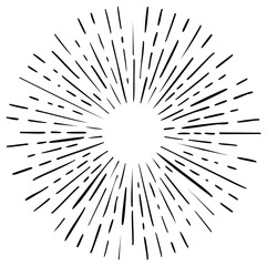 Obraz premium Black and white sunburst design element, vintage style illustration