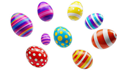 Easter eggs isolated on transparent background colorful easter decoration