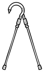 Stylized illustration of two crossed shepherd's crooks or walking sticks with hooked tops