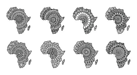 Intricate designs of the african continent repeated in a grid pattern © nurjahan