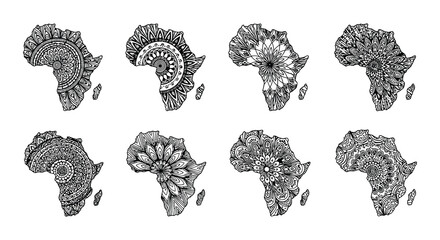 Intricate designs of the african continent repeated in a grid pattern © nurjahan