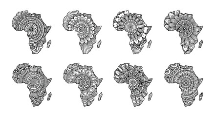 Intricate designs of the african continent repeated in a grid pattern © nurjahan